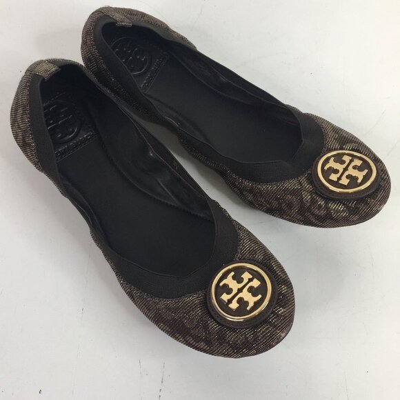 Tory Burch Caroline 2 Ballet Flats in Bronze Leopard Size 6.5M - Picture 1 of 16